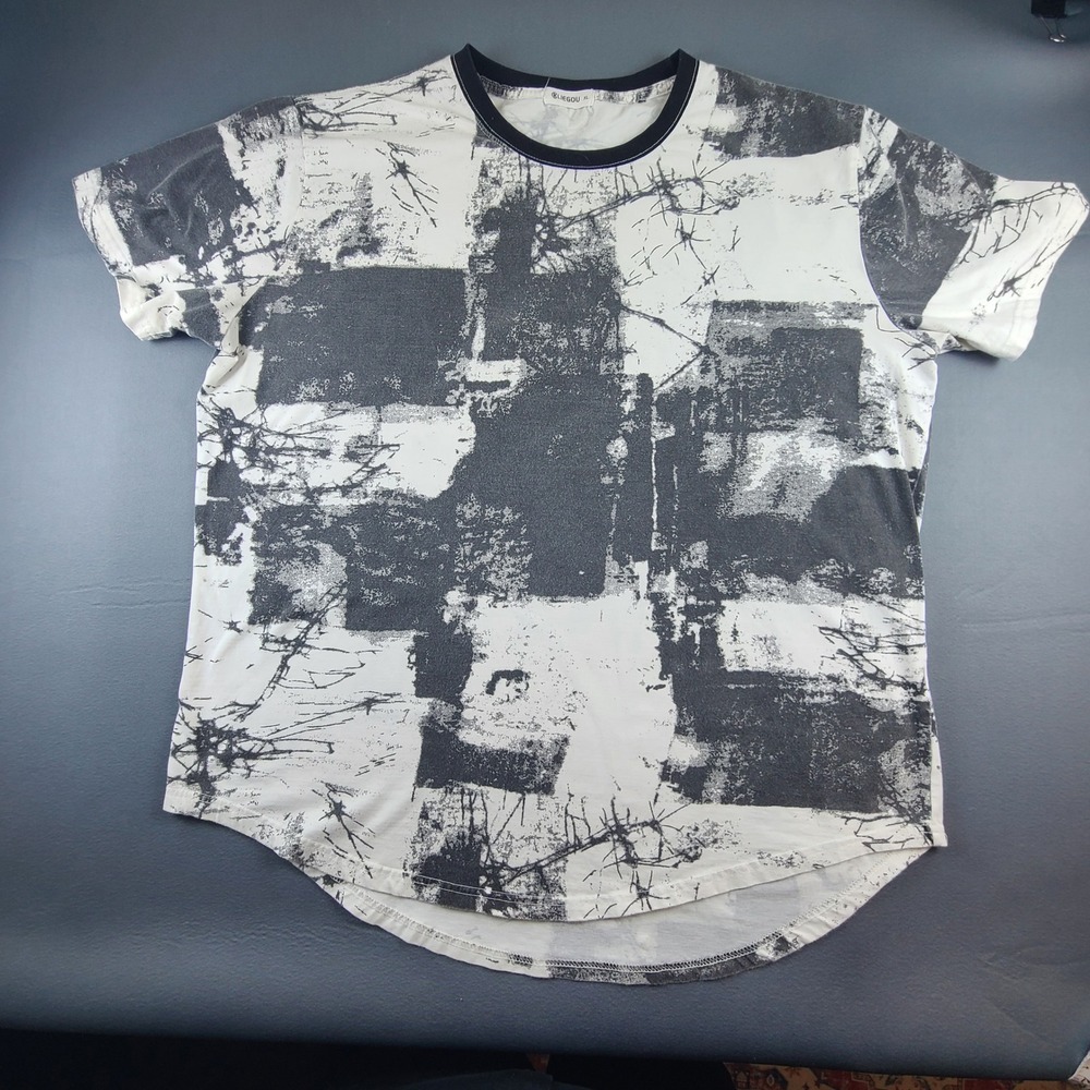 KLIEGOU Hipster Hip-Hop Premium T-Shirt Mens XL Black White Crewneck Graphic Tee